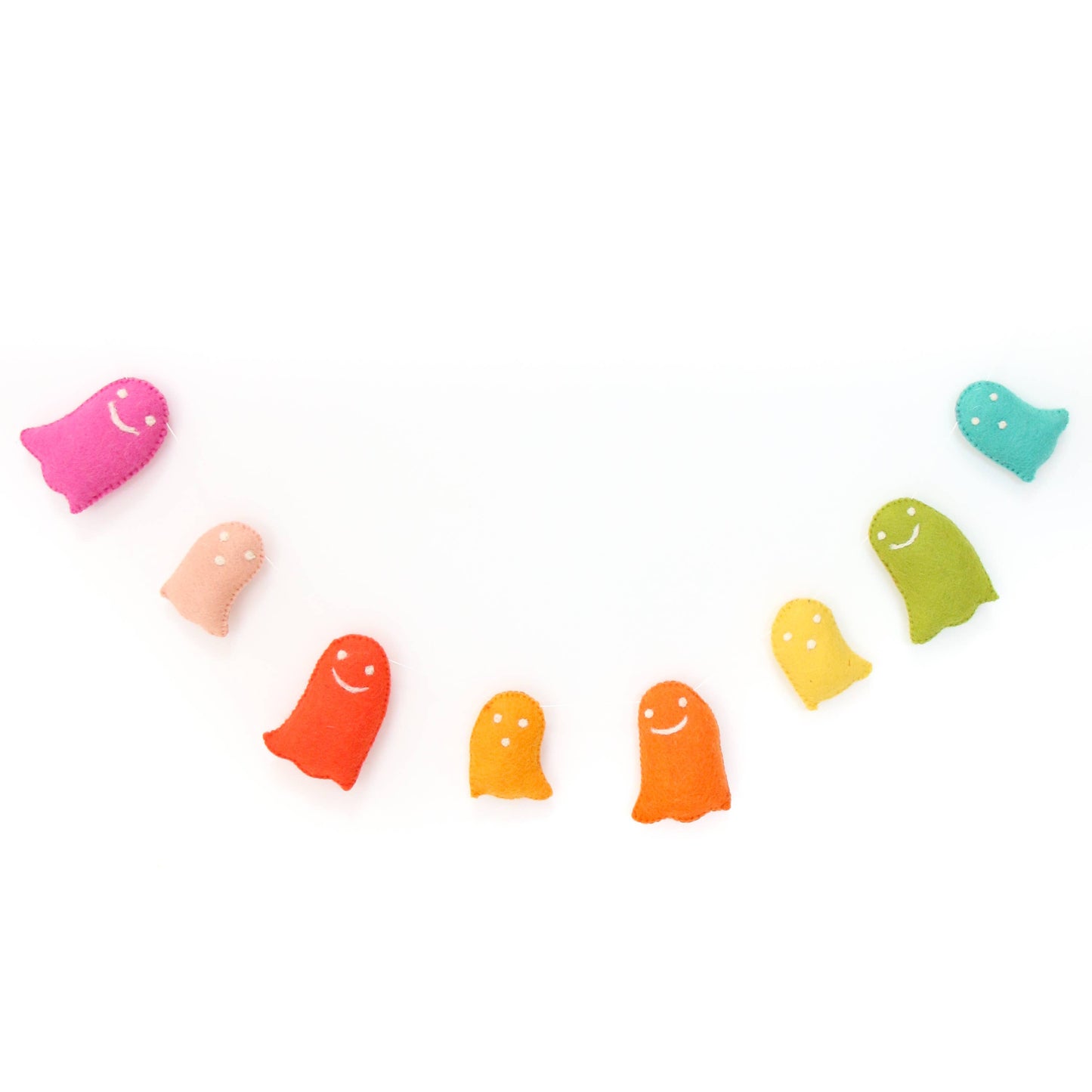 Kailo Chic - Rainbow Stuffed Ghosts Halloween Felt Garland