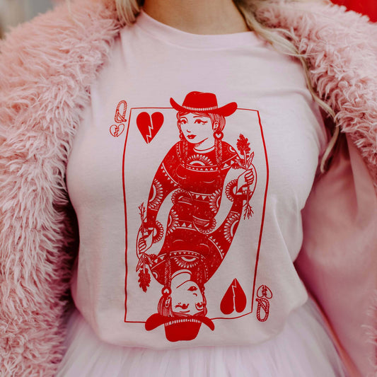 (I'd be the) Queen of Hearts Pale Pink Short Sleeve Tee