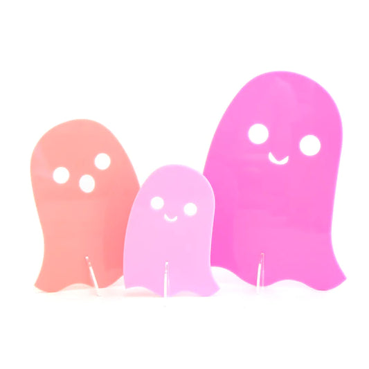 Acrylic Ghosts - Set of 3 Pink & Coral