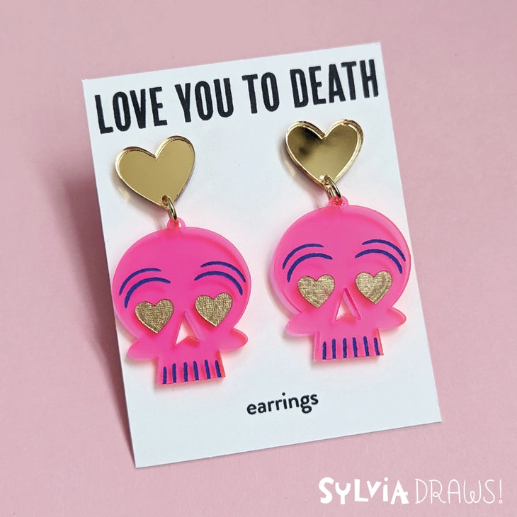 The Eve - Love you to Death Hot Pink Acrylic Earrings