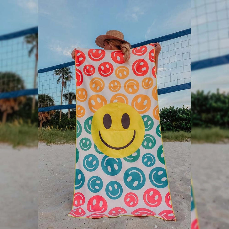 Happy Face Repeat Beach Quick Dry Towel