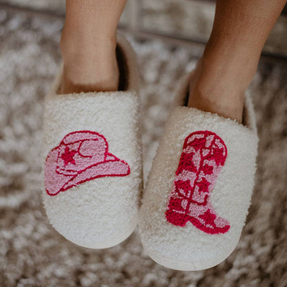 White and Pink Rodeo Cowgirl 🤠 Slippers