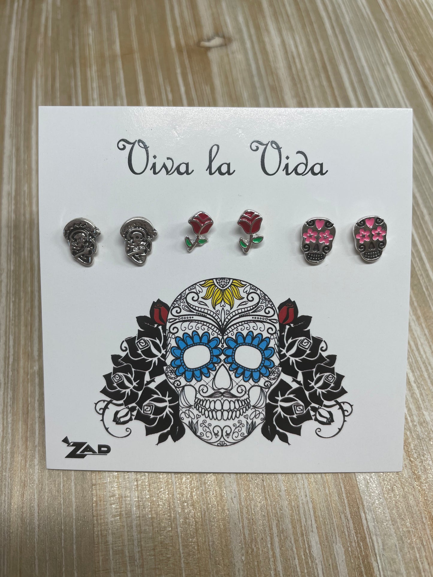 Day of the Dead Earrings Studs - 3 pack