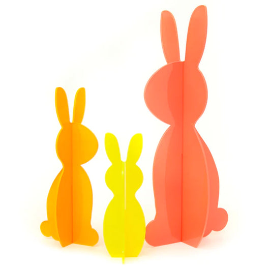 Acrylic Bunnies - Set of 3 Coral, Orange and Yellow