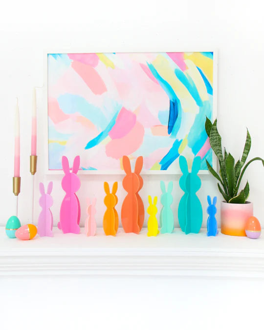 Acrylic Bunnies - Set of 3 Pink and Lavender
