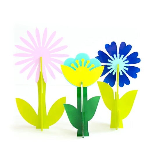 Acrylic 3D Flowers - Set of 3 Blue & Purple
