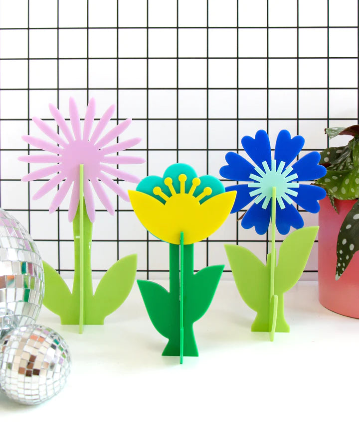 Acrylic 3D Flowers - Set of 3 Blue & Purple