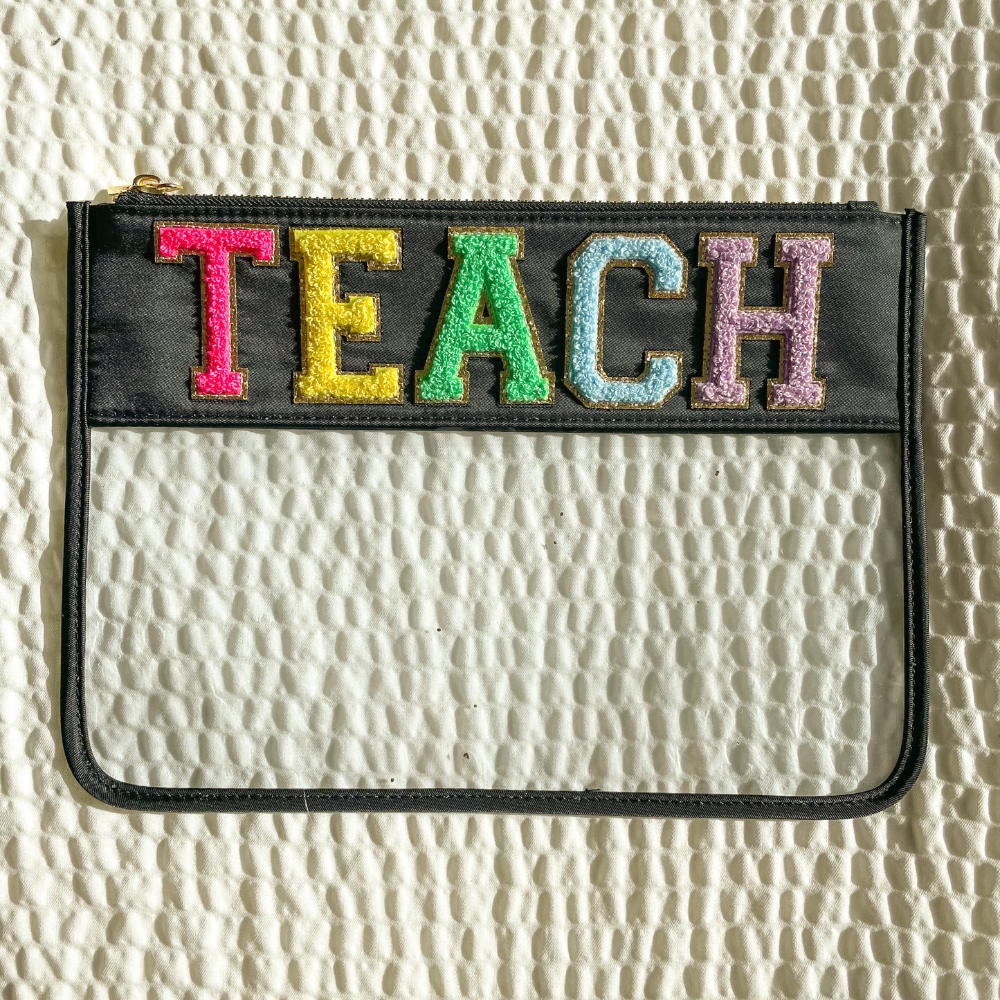 Teach Chenille Letter Clear Pouch