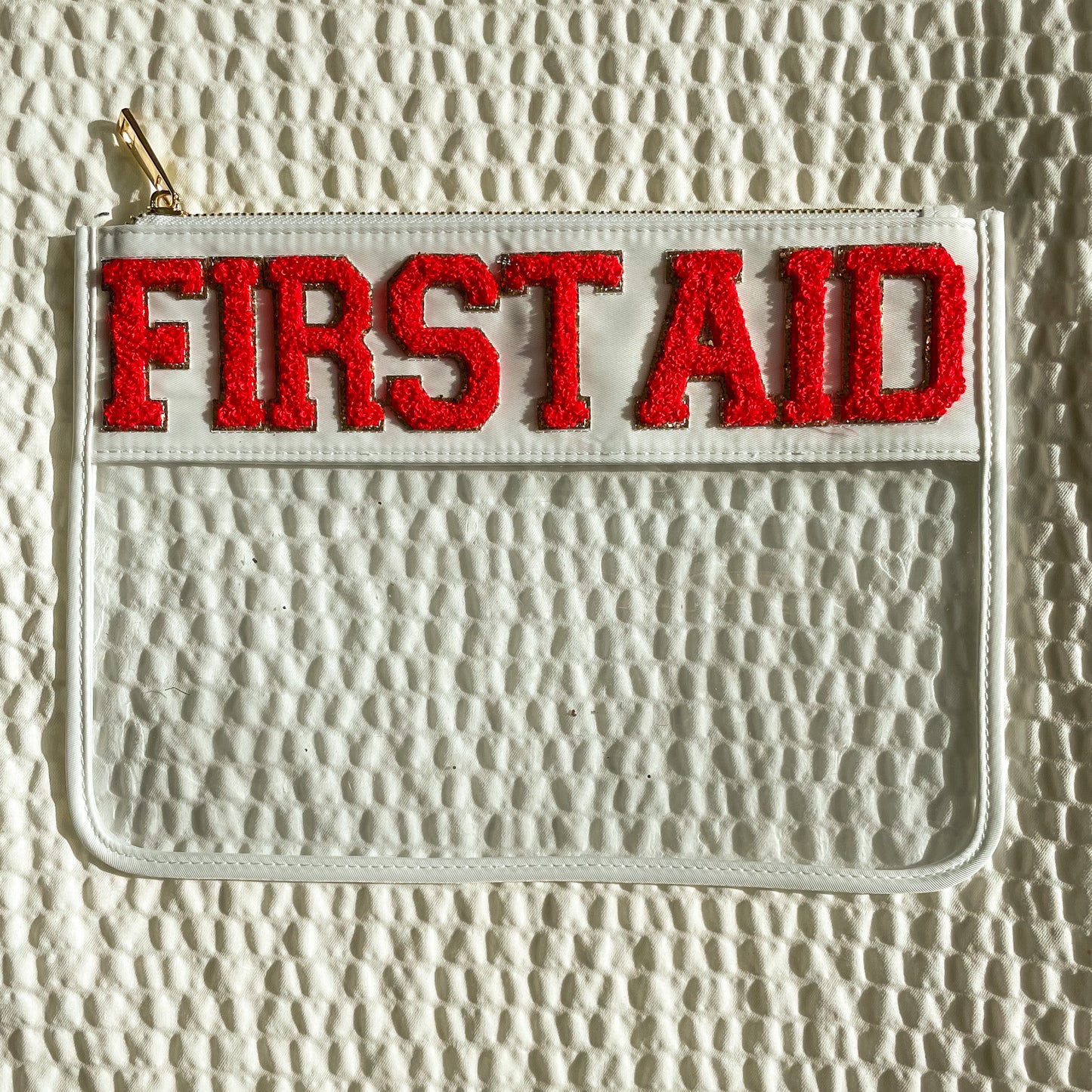 First Aid Chenille Letter Clear Pouch